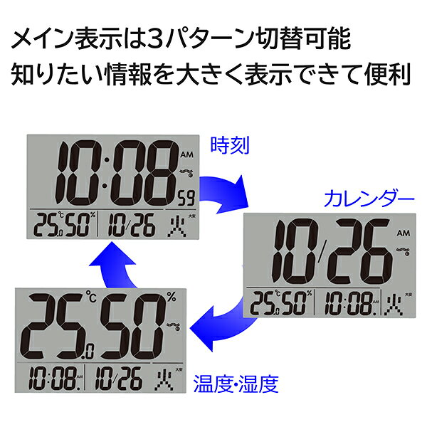 (LINEクーポン有)セイコー SQ448B 電波時計 カレンダー 温度 湿度 SEIKO [3]