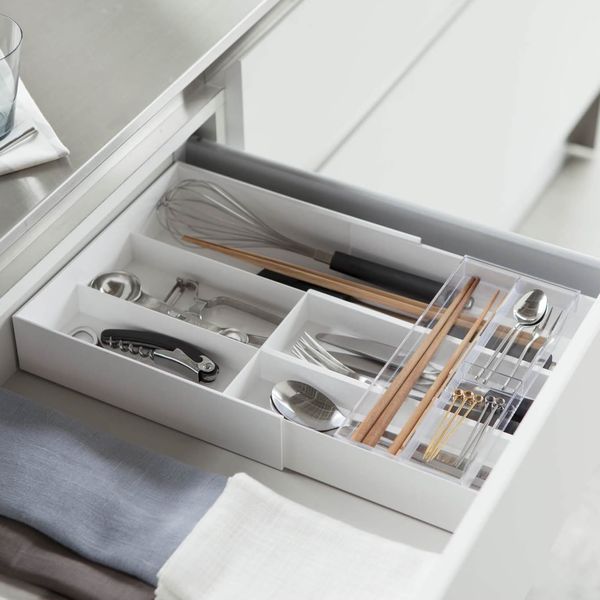 山崎実業 カトラリーケース tower タワー 伸縮＆スライド カトラリートレー ホワイト 3382 ｜ カトラリ..