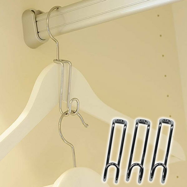 樂天商城 - ハンガー連結フック シルバー 3個入 AN-09 ｜ 連結パーツ 衣類ハンガー つなげる 金具 省スペース クローゼット 有効活用 連結部品 アイデア用品 衣類収納 服収納 アニマーレ