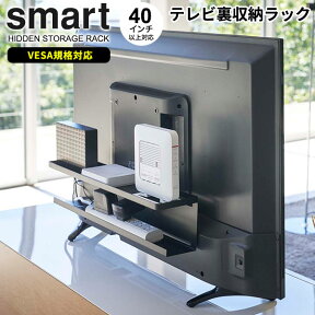 山崎実業 配線隠し スマート テレビ裏収納ラック ブラック 4484 ｜ 隙間収納 ルーター 電源タップ コード ケーブル 隠す 整理 収納 VESA規格