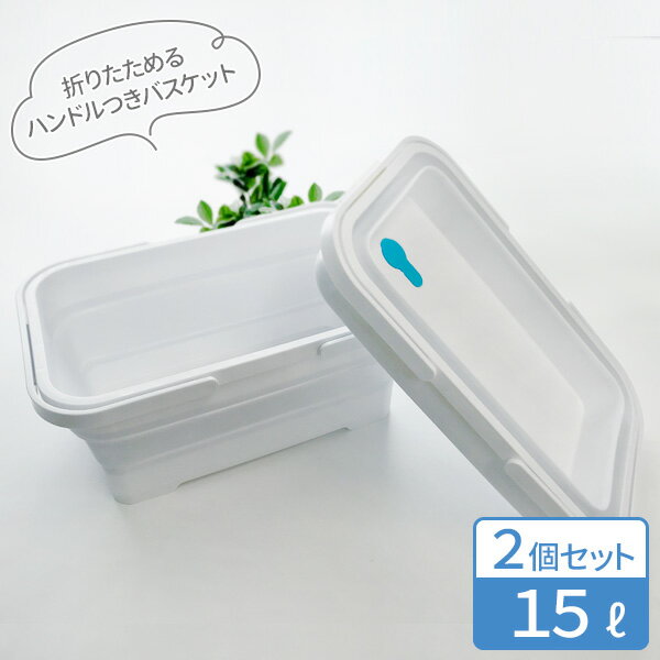 折りたたみ ソフトバスケット 15L ホワイト 2個セット I-581 ｜ バスケット 収納 たためる 容器 ペット..