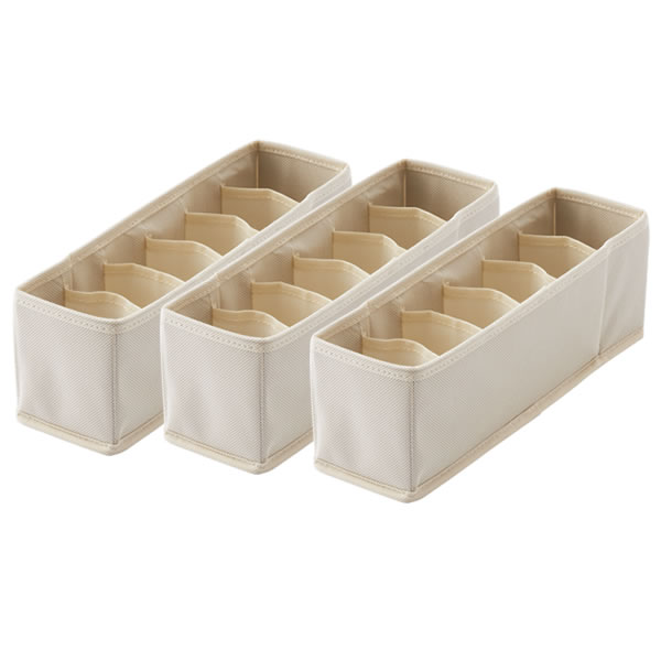 生活雑貨マーケット マストの天馬 仕切りケース Fits ファブリック せいとんボックス 仕切り付き S（幅9×奥行33×高さ11cm） 3個セット ｜ 引き出し 整理 インナーケース フィッツプラス シンデレラフィット 整頓ボックス｜アングル2