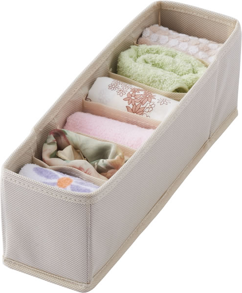 生活雑貨マーケット マストの天馬 仕切りケース Fits ファブリック せいとんボックス 仕切り付き S（幅9×奥行33×高さ11cm） 3個セット ｜ 引き出し 整理 インナーケース フィッツプラス シンデレラフィット 整頓ボックス｜アングル3