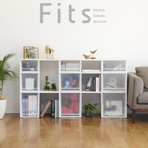 収納ケース Fits フィッツケース 幅35×奥行40×高さ40cm ホワイトクリア/グレー FC40-3540 | プラスチック 衣装ケース 引き出し 服 収納 クローゼット フィッツ 奥行 浅い 衣替え [2]