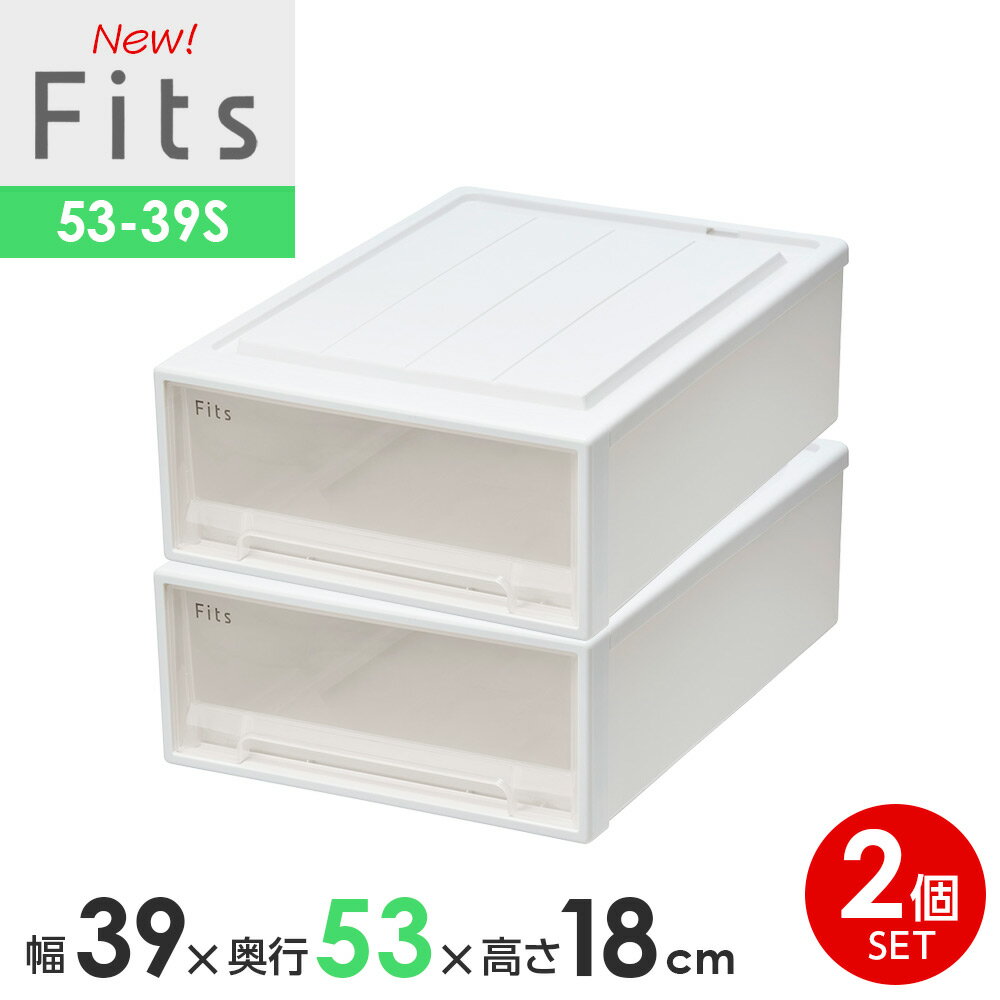 収納ケース Fits フィッツケースクローゼット 幅39×奥行53×高さ18cm ホワイトクリア 2個セット 53-39S ｜ プラスチック 引き出し 収納ボックス 衣装ケース 押入れ収納 積み重ね