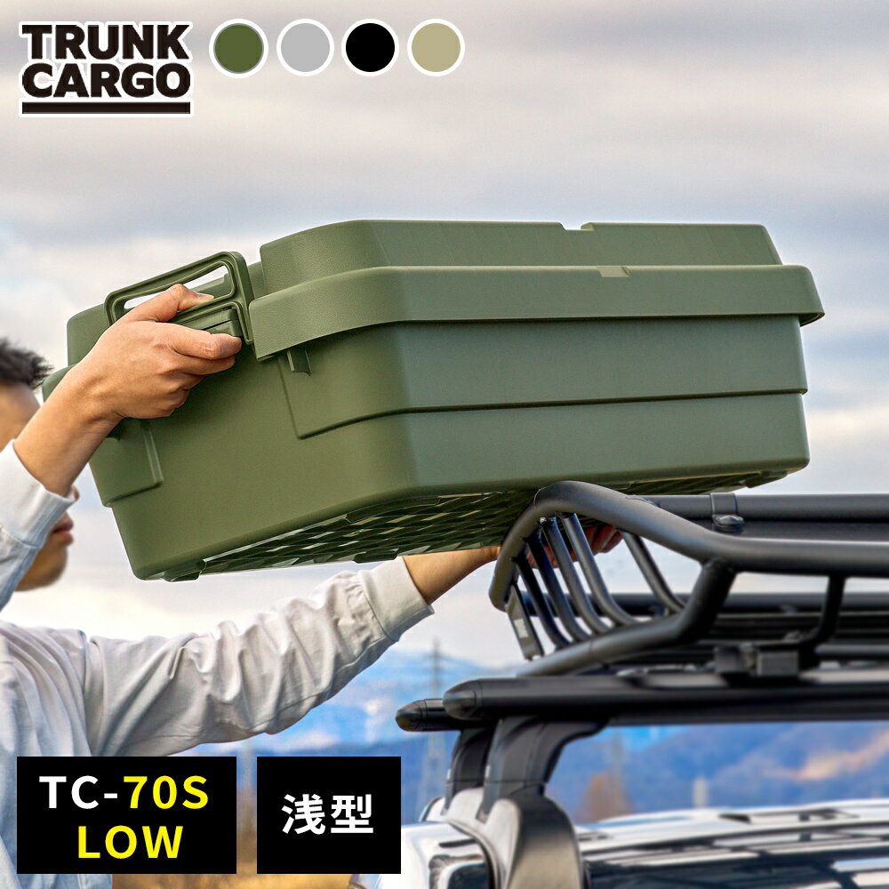 アウトドア 収納ボックス 浅型 トランクカーゴ TC-70S LOW グリーン/グレー/ブラック/ベージュ ｜ コンテナボックス 浅い ハーフ 蓋つき 収納ケース 収納BOX 日本製 おしゃれ 座れる 収納