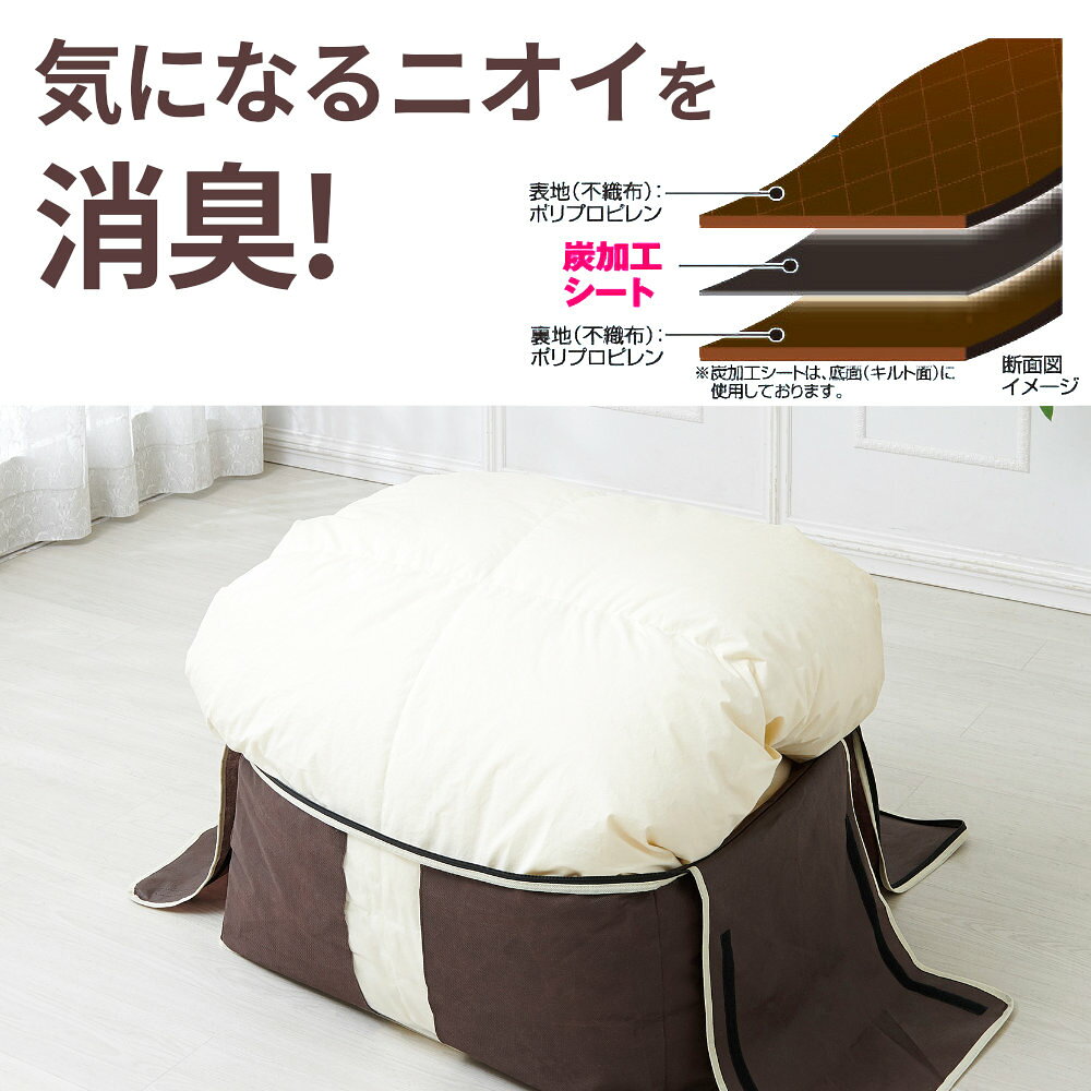 羽毛布団ケース 炭入り消臭 羽毛布団収納ケース タテ型 シングル/ダブル 単品/3個 ｜ 布団 収納 ケース 布団袋 立てられる 羽毛布団 布団収納袋 クローゼット 保管 片付け 寝具 布団入れ ふとん 消臭 炭 ra-must-10024431 生活雑貨マーケット マスト サンプル画像3