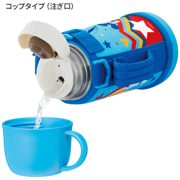 サーモス 水筒 コップ付き 真空断熱2WAYボトル 600ml ブルー FJO-600WFDS ｜ THERMOS 2ウェイ 保温 保冷 ステンレス 子供 直飲み カップ こども キッズ ストロー 飲み口