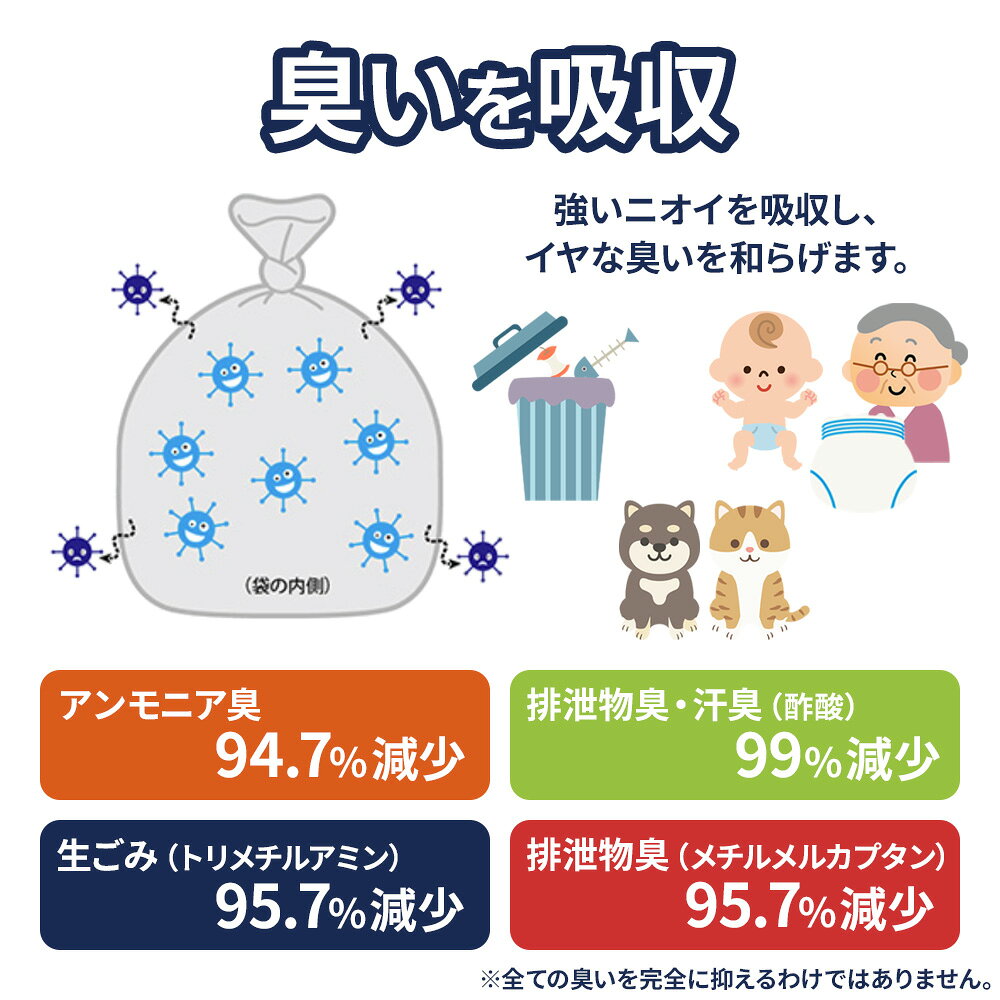 消臭袋 Mサイズ ピンク 15枚入 ×5個セット AS02 ｜ お試しパック ニオイ軽減 処理...
