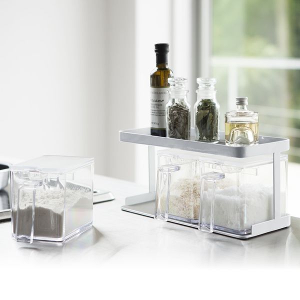 樂天商城 - 山崎実業 tower タワー 調味料ストッカー＆ラック 3個セット ホワイト 3343