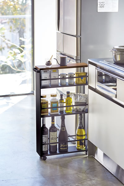 山崎実業 tower タワー ハンドル付きスリムワゴン ブラック 3628