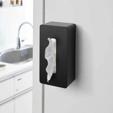 山崎実業 ティッシュケース タワー マグネットティッシュケース ブラック 4002 | ボックスティッシュ 収納 箱 磁石 冷蔵庫 薄型 厚型 厚手タイプ 保湿ティッシュ おしゃれ