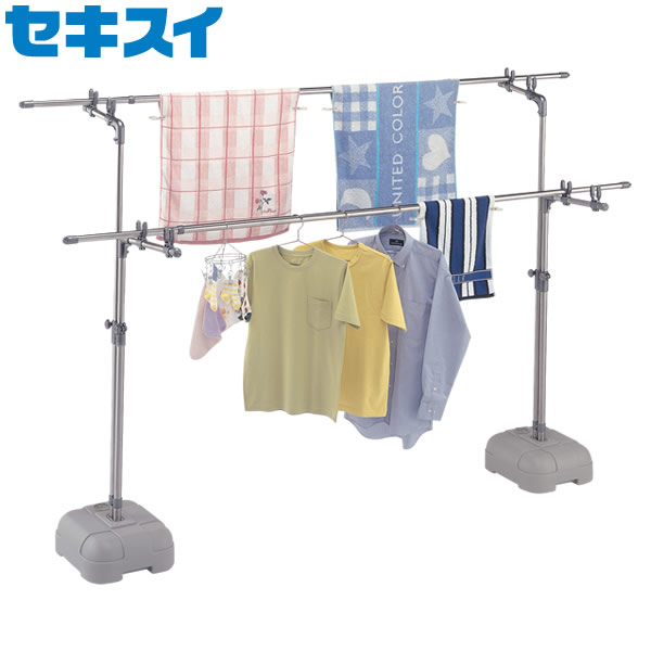 物干し 屋外 セキスイ ステンレス ブロー台付き 物干し台 BD-50S | 物干しスタンド 物干し台 台付き 重り おもり 付き ベランダ 庭 外 ステンレス 竿受け台 洗濯物干し 左右一対 水 砂 積水