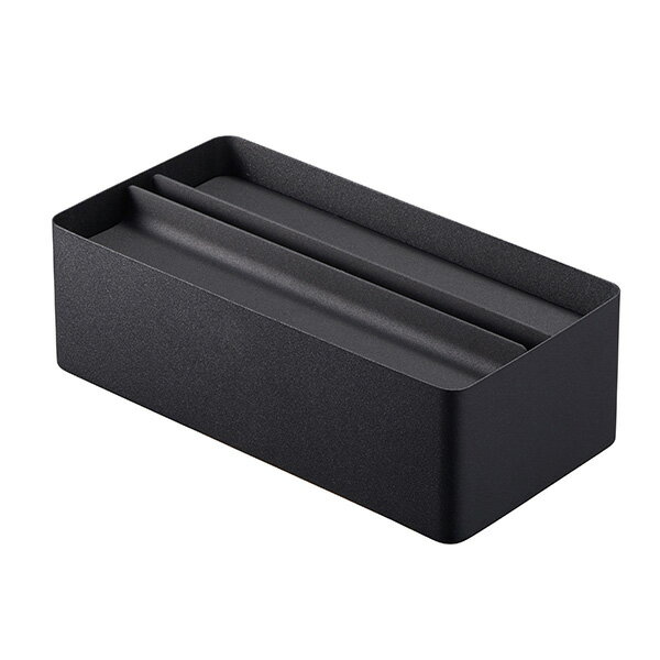 山崎実業 ティッシュボックス tower タワー 蓋付き ペーパータオルケース ブラック 4762 [2]