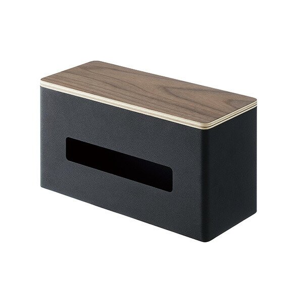 山崎実業 リン 両面 ティッシュケース ブラウン 4765 | おしゃれ 木製 北欧 ボックスティッシュ 2箱 厚型 ペーパータオル 収納 両側 キッチン 洗面 シンプル インテリア