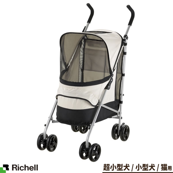 リッチェル ペットカート ペットバギー Nラコット ベージュ ｜ ドッグカート ドッグキャリー 犬 猫 ネコ イヌ 折り畳み 折りたたみ コンパクト キャスター 多頭飼い 軽い 軽量 散歩のサムネイル