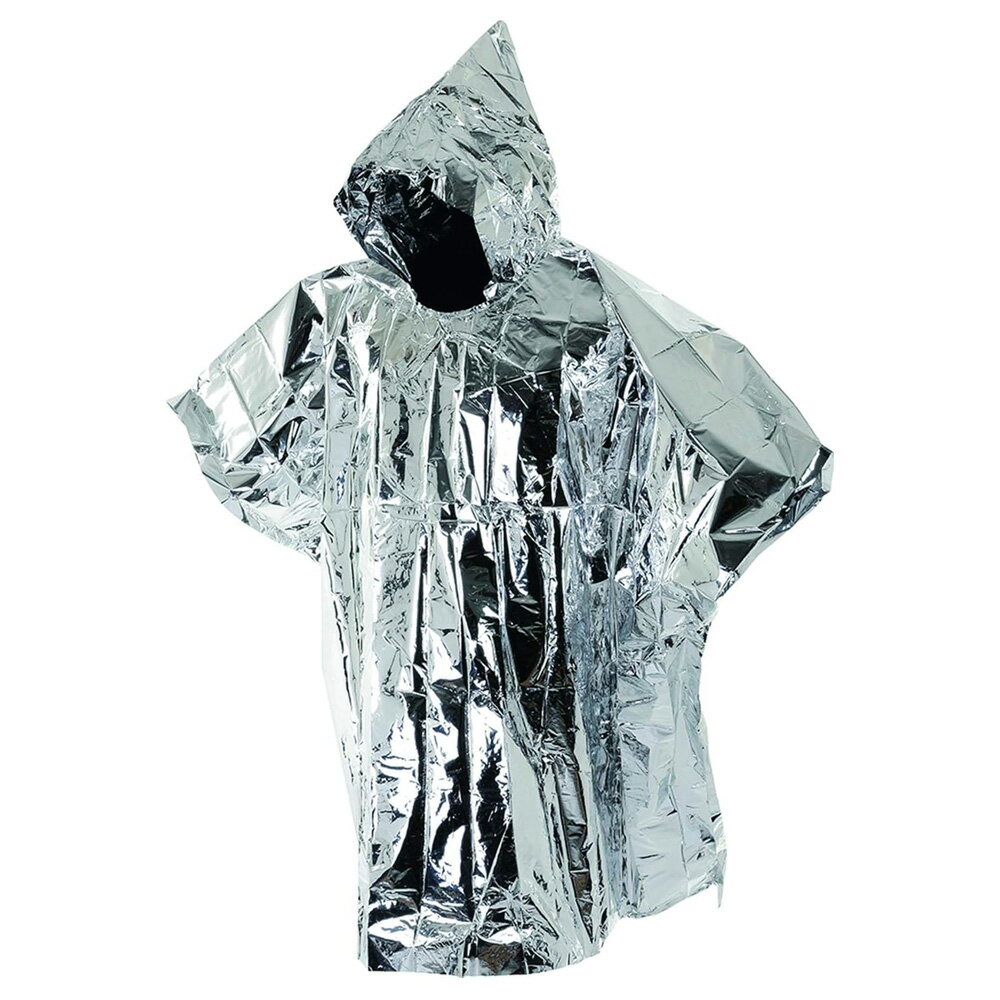 防災グッズ 防寒 アルミポンチョ HJT-04 ｜ 防寒具ッド 保温 防寒 防水 非常用 災害用 レジャー アウトドア 軽量 コンパクト 羽織るだけ アルミ製 非常用 ブランケット 防風 フード付き 登山