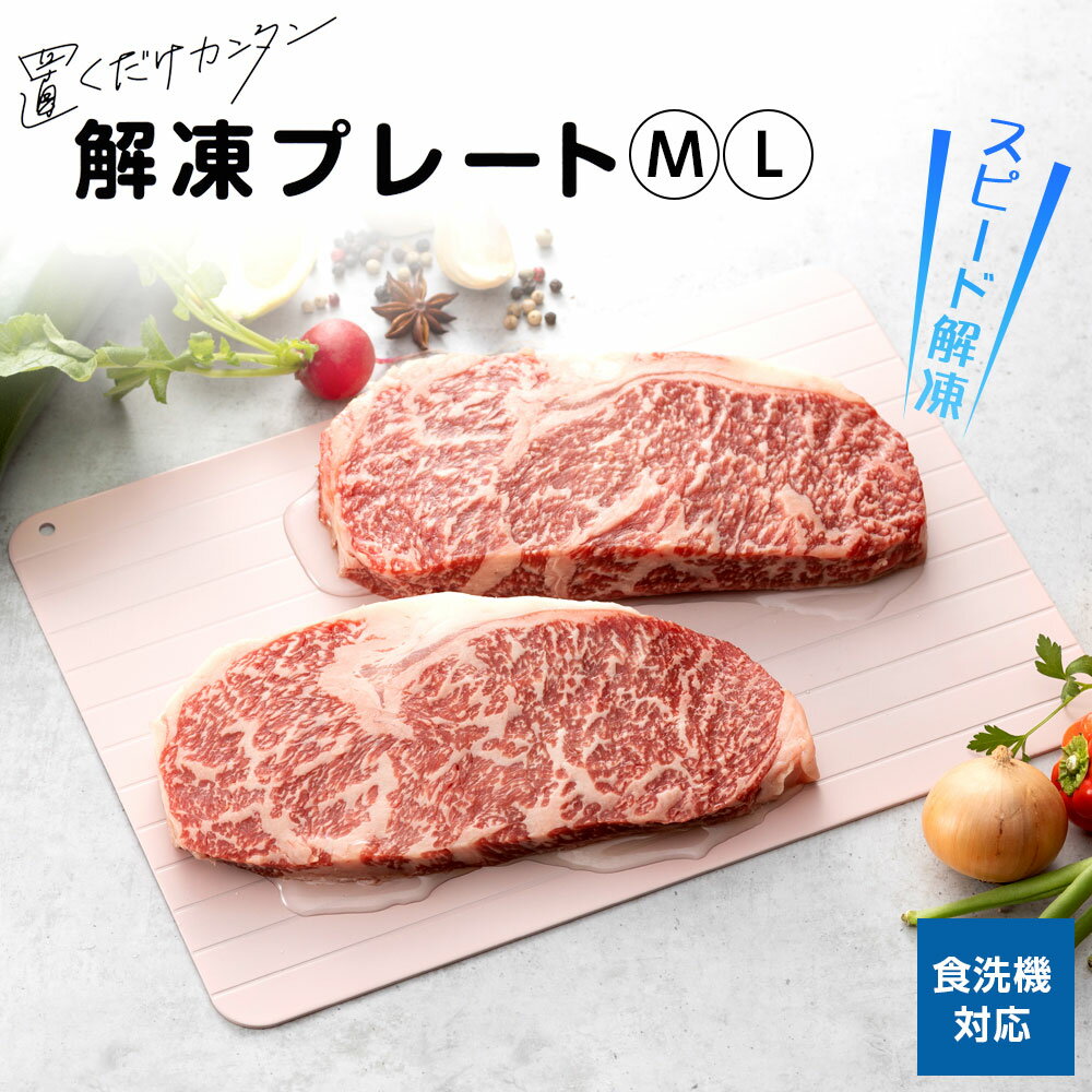 置くだけカンタン 解凍プレート M / L ピンク ｜急速 解凍 プレート 食洗機対応 PFOAフリ ...