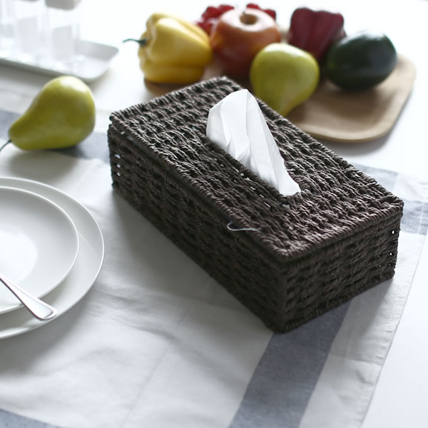 樂天商城 - ティッシュケース ティッシュBOX ブラウン CH-535BR ｜ 小物収納バスケット ペーパー素材 ティッシュボックス