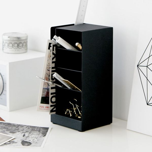 山崎実業 ペン立て tower タワー ペンスタンド ブラック 3320 | 文具収納 ペンホルダー 卓上収納