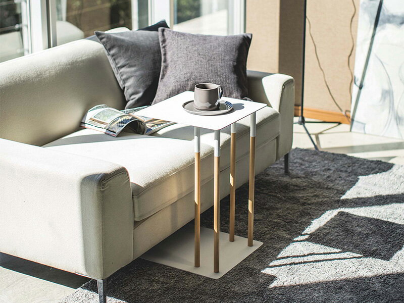 山崎実業 プレーン コの字型 差し込み サイドテーブル ホワイト 4803 [3]