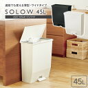 ゴミ箱 SOLOW ソロウ ペダルオープンワイド 45L （ホワイト / ブラック） ｜ ごみ箱 ダストボックス 薄型 通路における ペダル式 おしゃれ 45リットル キャスターつき 圧迫しない キッチン