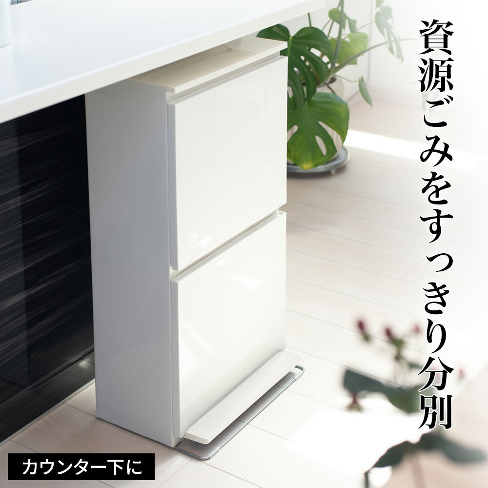 ごみ箱 分別ペダル2段ワイド 20L×2 ホワイト/オールホワイト/グレー/ブラック 公認ショップ限定 ｜ 分別 ダストボックス 2段 縦型 ペダル式 日本製 白 おしゃれ 薄型ワイド 28cm 20L+20L 収納 モノトーン