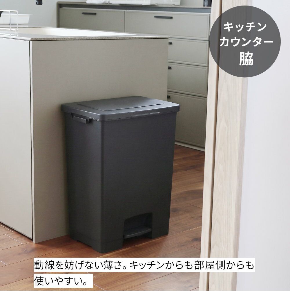 薄型 横長 ゴミ箱 ペダルペール ワイド 45L 1個/2個 ホワイト/ブラック/オールホワ...