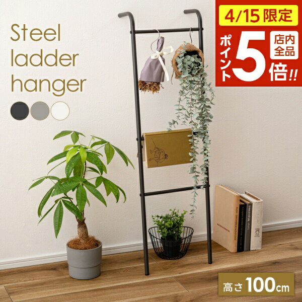 樂天商城 - 【4/15限定 全品ポイント5倍】はしご型ラック スチール ラダーハンガー 100cm ダークグレー /グレー /ホワイト ｜ ハンガーラック おしゃれ スリム シンプル 立て掛け収納 ハシゴ型 見せる収納 コンパクト はしご シェルフ