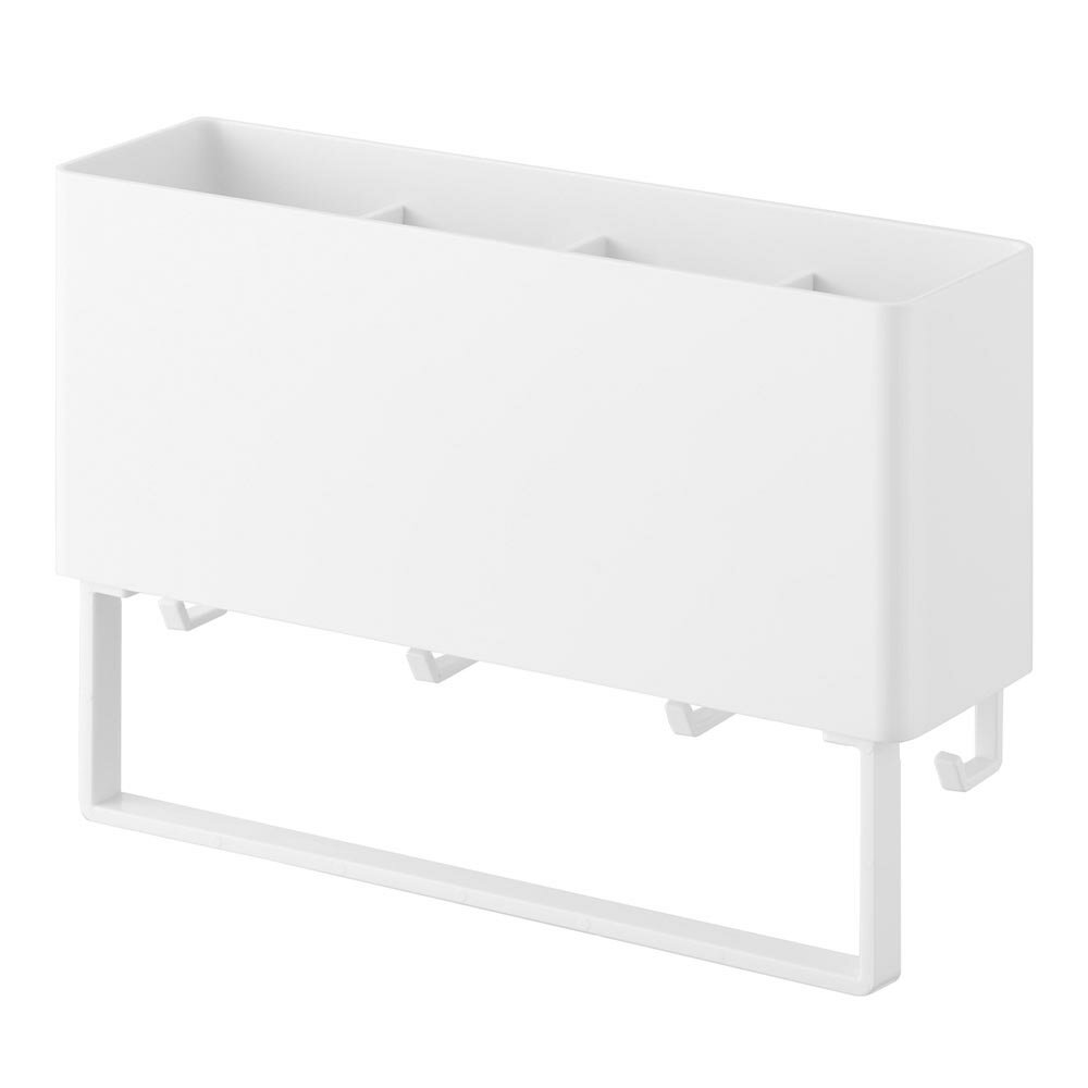 マグネットストレージボックスワイド プレート タオルバー付き 山崎実業 plate ホワイト 1558 ランドリー バス キッチン 収納 yamazaki