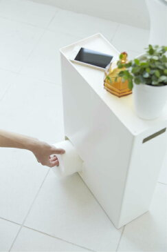 山崎実業 トイレ収納 プレート トイレットペーパーストッカー ホワイト 2294 | 収納ラック スタンド トイレットペーパー ストック 保管 予備 収納ケース 12ロール 棚