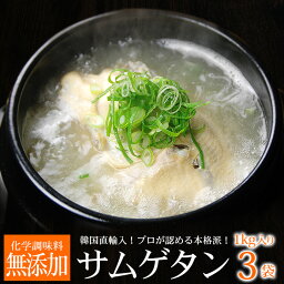 韓国宮廷料理 参鶏湯 1kg×3袋セット（1袋 2～3人前） 韓国直輸入！プロが選んだ 焼肉店向け業務用 レトルト サンゲタン サムゲタン ギフト 中元 歳暮　【常温・冷凍・冷蔵可】送料無料