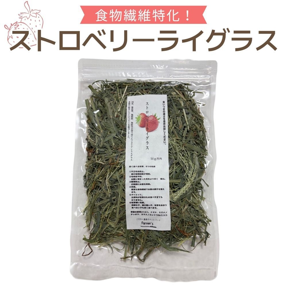 うさぎ牧草 ストロベリーライグラス 50g 国産 無農薬 ウサギ牧草 イタリアンライグラス 牧草 イタライうさぎ 不正咬合防止 毛球症予防