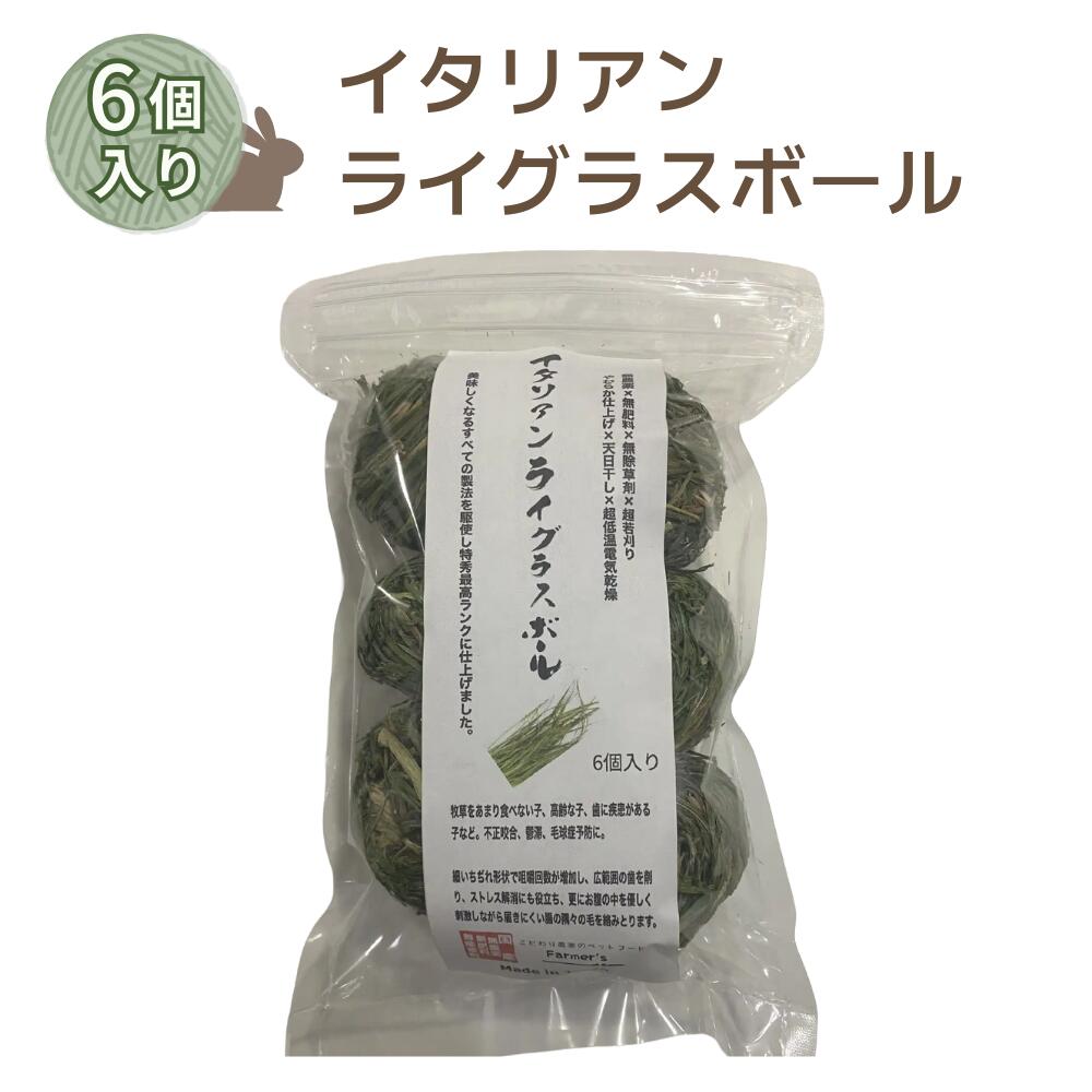イタリアンライグラスボール 6個入り イタリアンライグラス 国産 うさぎ牧草 うさぎ齧れるおもちゃ
