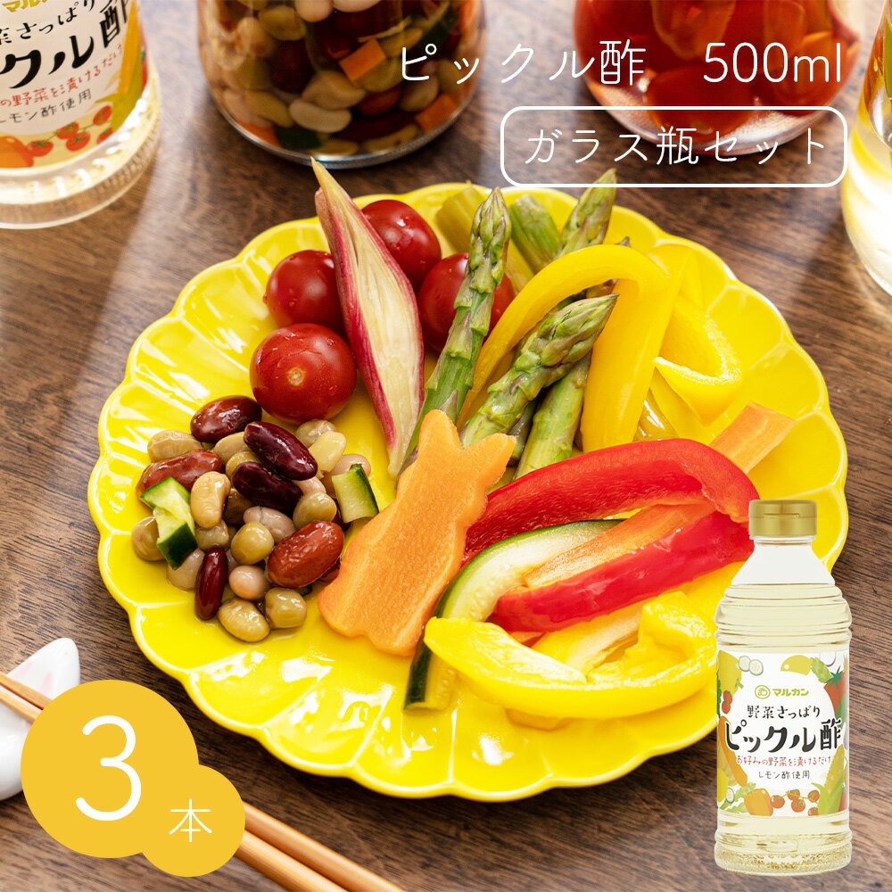 ピックル酢 ガラス瓶 3本セット ピクルス マリネ かんたん ビネガー お酢 カンタン酢 調味料 マルカン酢＜＜賞味期限 2023年11月17日＞＞のサムネイル