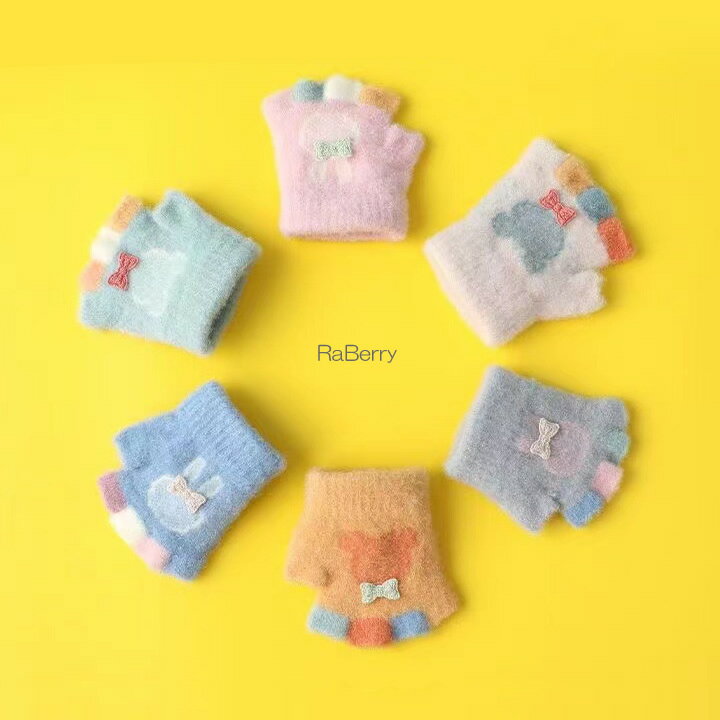 Rakuten - 【即納】リボン付き手袋 キッズ もこもこ 子供用 女の子 男の子 こども用 子ども用 ふわふわ 冬 秋 プチプラ プレゼント クリスマスプレゼント 暖かい
