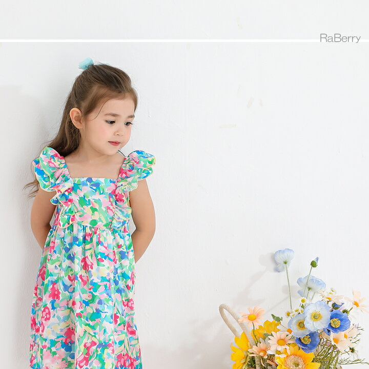 【即納】花柄 ワンピース キッズ 女の子 子供服 こども服 子ども服 プチプラ 春 夏 100cm 110cm 120cm 130cm 140cm 通園 通学 プレゼント グリーン