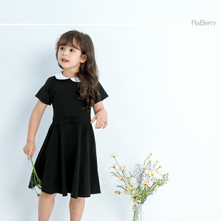 フォーマル ワンピース 子供服 キッズ服 入学式 発表会 礼服 冠婚葬祭 卒業式 シンプル おしゃれ 安い 半袖 白襟 リボン キッズ ポケット付き ノ女の子 1cm 春 110cm 喪服 無地 通学 130cm 100cm 法事 通園 ブラック 夏 長袖 プチプラ