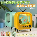初心者向け ミニ金魚鉢 バレンタインデー プレゼント レトロ 卓上 テレビデザイン ミニ水槽 メダカ ベタ 透明 プラスチック製 ライト付き ヒーター付き US...