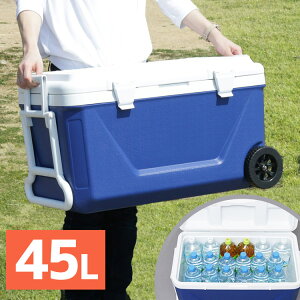 クーラーボックス CB-G001-BL 約45Lタイプ アウトドア レジャー キャンプ キャンプ用品 BBQ バーベキュー レジャー アウトドア クーラー 保冷 飲料水 食料 登山 海水浴 山 海 衛生的 45L 収納 大容量 キャスター付き【D】45リットル 45 キャスター