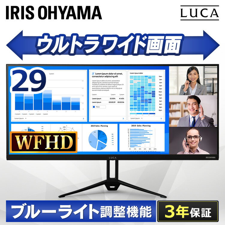 20日夜 最大3000円OFFクーポン ウルトラワイド画面 29インチ ILD-AW29FHD-B ブラック送料無料 モニタ モニター ディスプレイ 液晶ディスプレイ PC画面 パソコン 画面 ワイド 横長 29インチ 2560×1080 本体 アイリスオーヤマ