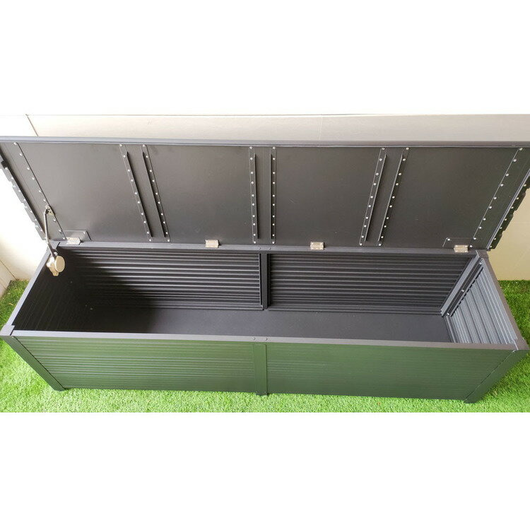 [全品P5倍 20時〜]ベンチ 収納付 屋外 ベンチボックス 黒 BB180-BKベンチボックス 収納ボックス アルミ 軽い 収納 スムーズクローザー スツール 軽量 ガーデンニング 組立式 【TD】 【代引不可】 [2]