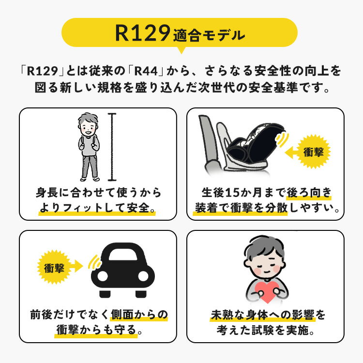チャイルドシート キッズ 3歳ころ ジュニアシート ISOFIX 1200311095チャイルドシート ジュニアシート R129 ISOFIX キッズシート 子供 3歳ころ 長く使える 取り付け簡単 リッチブラック ライトグレー[SA] 3