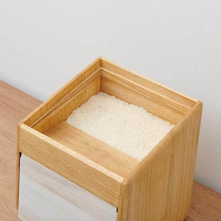 米びつ 5kg 桐 おしゃれ 調湿性 防虫性 計量カップ付 コンパクト 水拭き可 お手入れ簡単 こめびつ 米櫃 ライスストッカー ライスボックス お米 白米 玄米 保存 ケース 容器 収納 5キロ kirisai 桐のこめ櫃 OSPO-5 * 【B】