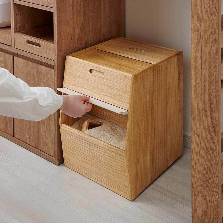 米びつ 30kg 桐 おしゃれ 調湿性 防虫性 計量カップ付 フラップ扉 水拭き可 お手入れ簡単 こめびつ 米櫃 ライスストッカー ライスボックス お米 白米 玄米 保存 ケース 容器 収納 30キロ kirisai 桐のこめ櫃 OSPO-30 * 【B】