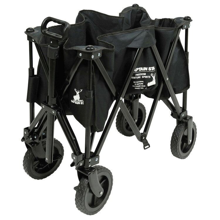 収納・家具・寝具の収納宅配館のキャリーワゴン ブラックラベル UL-1031CAPTAINSTAG キャンプ アウトドア レジャー キャリーカート キャリー コンパクト 収納 お手入れ簡単 キャンプワゴン? パール金属株式会社｜アングル2