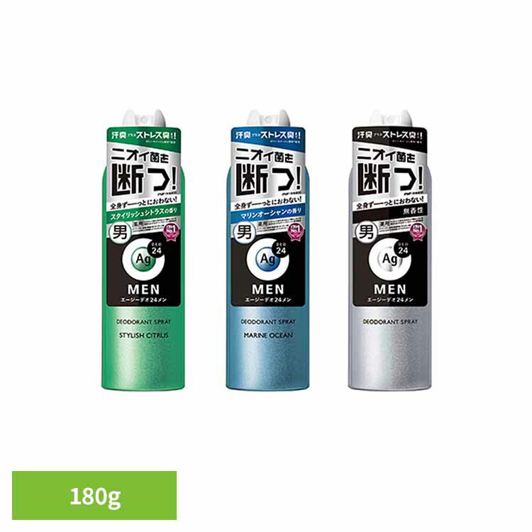 エージーデオ24メン メンズデオドラントスプレー N LL180g 19195 19196 19197加齢臭 ストレス臭 アブラ 密着 噴射 無香性 全身 高機能 男の汗 LLサイズ エージーデオ24 スタイリッシュシトラス マリンオーシャン 無香性