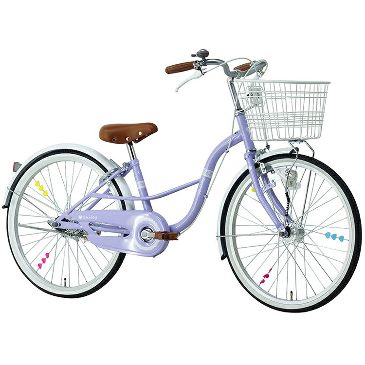 収納・家具・寝具の収納宅配館の【完成車】シャーリー 24インチ ジュニアサイクル SHL24HDD自転車 ジュニアサイクル 子供用 24インチ ラベンダー ライトグリーン オートライト ハート ガーリー かわいい ラベンダー ライトグリーン【TD】 【代引不可】｜アングル2
