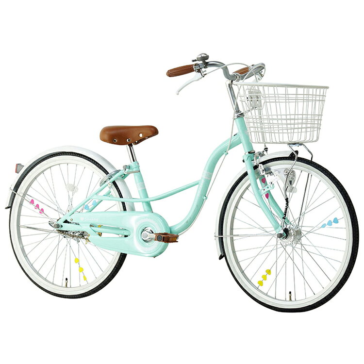 収納・家具・寝具の収納宅配館の【完成車】シャーリー 24インチ ジュニアサイクル SHL24HDD自転車 ジュニアサイクル 子供用 24インチ ラベンダー ライトグリーン オートライト ハート ガーリー かわいい ラベンダー ライトグリーン【TD】 【代引不可】｜アングル3
