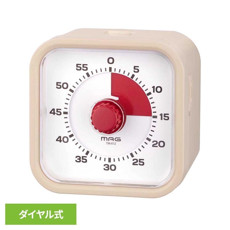 残り時間が分かりやすい！ダイヤル式のアナログタイマー。赤い帯の幅で残り時間を可視化。時間管理で段取り力を向上。中高大学生の試験／テスト勉強用に。●商品サイズ（cm）幅約9.4×奥行約6.8×高さ約9.4●商品重量約180g●商品仕様アナログタイマー、カウントダウン、電子音アラーム、一時停止機能、消音機能（ライト点滅）、動作確認ランプ（赤／緑）、枠：プラスチック、風防：プラスチック、単3形マンガン乾電池2本（別売り）（検索用：時計 置き時計 知育 勉強 タイマー アナログ 4952324861217）最強翌日配送対象商品に関するご案内 最強翌日配送対象商品・対象地域に該当する場合は最強翌日配送マークがご注文カゴ近くに表示されます。 最強翌日配送可能なお支払方法は【クレジットカード、代金引換、全額ポイント支払い】のみとなります。 下記の場合は最強翌日配送対象外となります。 ・15点以上ご購入いただいた場合 ・時間指定がある場合 ・ご注文時備考欄にご記入がある場合 ・決済処理にお時間を頂戴する場合 ・郵便番号や住所に誤りがある場合 ・最強翌日配送対象外の商品とご一緒にご注文いただいた場合 ・お届け先住所文字数が40文字以上の場合【置き配規約について】